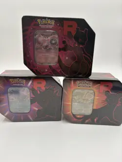 Pokemon Destined Rivals Team Rocket Tins Complete Art Set of 3 Promos SEALED - Image 1