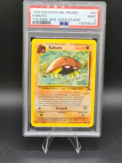 Pokemon Card Kabuto 1999 Promo Top Deck Mag. Wizards Gold Stamp - PSA 9 NEW CERT - Image 1