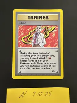 Pokemon Gym Challenge Blaine Trainer Holo Card #17/132 2000 Rare - Image 1