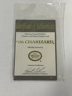 Charizard #06 23k Gold Plated Card Vintage 1999 Burger King Promo with coa cert - Image 2