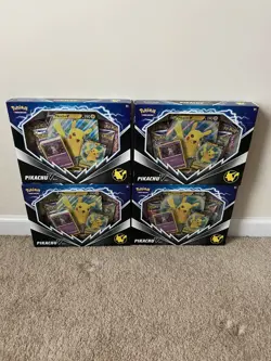 Pokemon TCG Pikachu V Box Lot of 4 Sealed - 8 Fusion Strike + 8 Brilliant Stars 820650851179 - Image 1