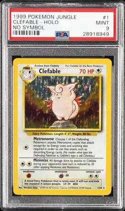1999 POKEMON JUNGLE NO SYMBOL #1 CLEFABLE-HOLO PSA 9 - Image 1