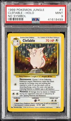 1999 POKEMON JUNGLE NO SYMBOL #1 CLEFABLE-HOLO PSA 9 - Image 1