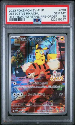 2023 POKEMON JAPANESE SV-P PROMO #098 DETECTIVE PIKACHU PSA 10 - Image 1