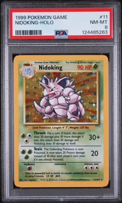 1999 Pokemon Nidoking Holo Game #11 PSA 8 - Image 1