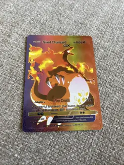 Pokemon Giant Charizard GX Rainbow FOIL HP1000 fire crush Fan Art Card 💥 - Image 1