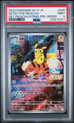 2023 POKEMON JAPANESE SV-P PROMO #098 DETECTIVE PIKACHU PSA 9 - Image 1