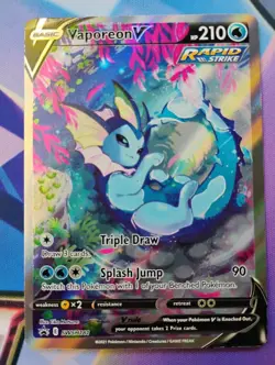 Pokemon TCG Vaporeon v Full Art 2021 SWSH181 Alt Art Black Star Promo NM - Image 3