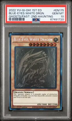 2022 YU-GI-OH! 1ST EDITION GHOST RARE GFP2-EN175 BLUE-EYES WHITE DRAGON PSA 10 - Image 1