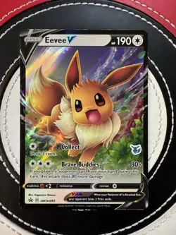 Pokemon TCG Eevee v SWSH065 Sword & Shield Promo Card Holo Black Star - Image 1