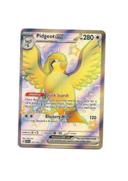 Pokemon TCG Pidgeot EX 221/091 Paldean Fates Shiny Rare Foil Card NM - Image 1