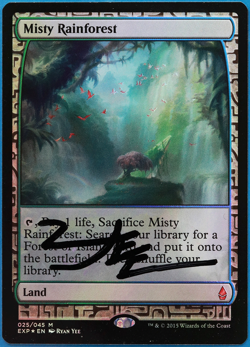 Misty Rainforest FOIL Zendikar Rising Expeditions NM SIGNED (505188) ABUGames - Image 1