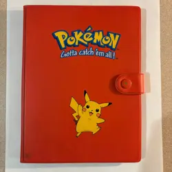 Vintage 1999 Pokemon Binder Pikachu Red TCG Album Snap 30 Page Card Holder - Image 1