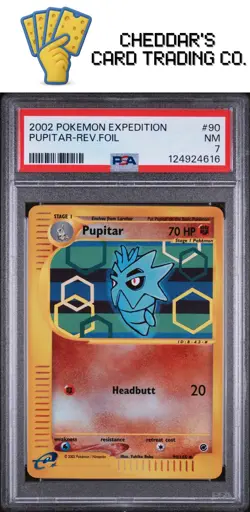 2002 Pokemon Expedition Pupitar-Rev.Foil #90 PSA 7 (New Cert!) - Image 1
