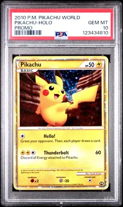 2010 POKEMON PIKACHU WORLD PROMO PIKACHU-HOLO PSA 10 - Image 1