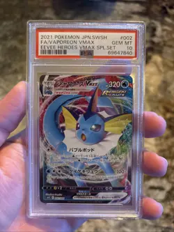 2021 Pokemon JPN SWSH Eevee Heroes Special Set Vaporeon VMAX 002 Full Art PSA 10 - Image 1
