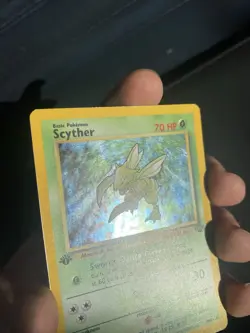 Scyther 1st Edition 10/64 Jungle Set Rare Holo WOTC Pokemon Card LP - Image 3
