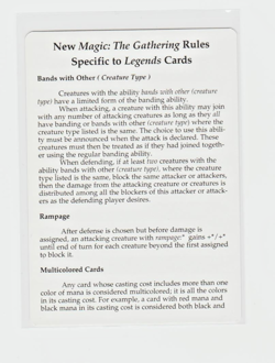 Magic the Gathering ~ MTG ~ 1x Legends Rule Card ~ LEGENDS ~ M/NM - Image 1