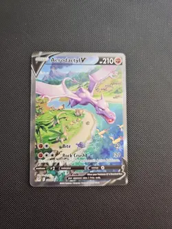 Pokemon TCG Aerodactyl v Sword & Shield Lost Origin Holo Ultra Rare Card 180/196 - Image 1