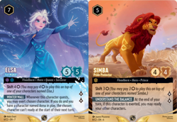Disney Lorcana Challenge Bologna Elsa Promo Card Non Foil + Simba Non Foil - Image 1
