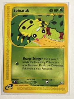 Spinarak 111/147 - Aquapolis Non Holo Pokemon Card - Image 1