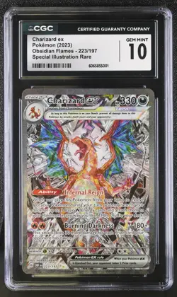 CGC 10 GEM MINT Charizard ex SIR 223/197 Obsidian Flames Pokemon Card psa - Image 1