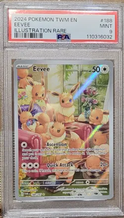 2024 POKEMON TWM EN-TWILIGHT MASQUERADE ILLUSTRATION RARE #188 EEVEE PSA 9 - Image 1