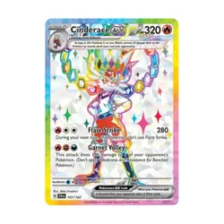 Pokemon SV07: Stellar Crown Cinderace ex - 157/142 (UR) #157/142 (Holo) NM - Image 1