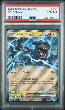 2025 POKEMON BLK EN-BLACK BOLT #034 ZEKROM EX PSA 10 - Image 1