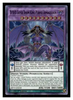 Yugioh D/D/D Super Doom King Purple Armageddon MP19-EN230 Super Rare 2019 LP - Image 1