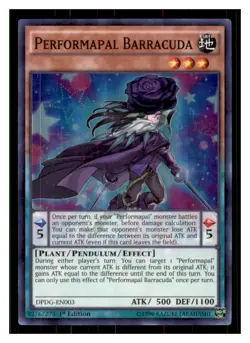 Yugioh Performapal Barracuda DPDG-EN003 Super Rare Dimensional Guardians LP - Image 1