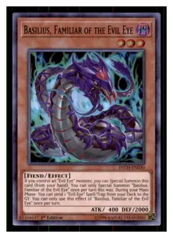 Yugioh Basilius, Familiar of the Evil Eye INCH-EN030 Super Rare LP - Image 1