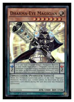 Yugioh Dharma-Eye Magician PEVO-EN018 Super Rare Pendulum Evolution LP - Image 1