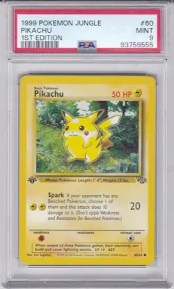 PSA 9 1999 Pokemon Jungle 1st Edition Pikachu Card # 60 PSA 9 Mint - Image 1