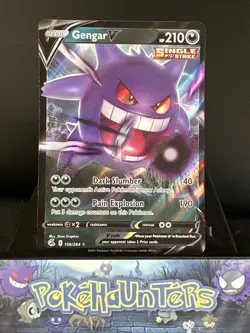 Pokemon Card Gengar v 156/264 Fusion Strike Half Art Holo Ultra Rare NM - Image 1