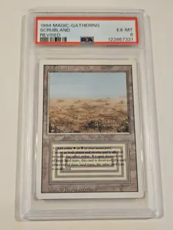 MtG - Scrubland Revised Edition Regular PSA 6 - Image 1
