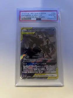 PSA 10 Pokemon Card 2019 Umbreon & Darkrai GX Tag Team SR SA 182/173 Japanese - Image 1
