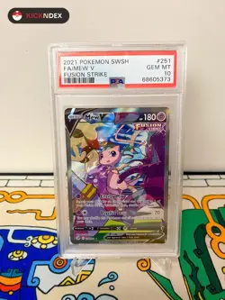 PSA 10 💎🟣2021 Pokemon Sword & Shield Fusion Strike Mew V 251 Full Art - Image 1