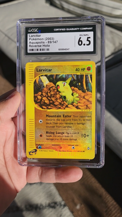 LARVITAR - REVERSE HOLO - 2003 Pokemon Aquapolis - 89/147 - CGC EX/NM+ 6.5 - Image 2
