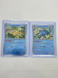 Pokemon TCG Mega Evolutions Psyduck 007 - Golduck 008 Black Star Promo - Image 1