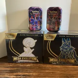 Pokemon Mega Evolution Mega Lucario & Gardevoir ETB & Tin Bundle SEALED Lot of 2 - Image 1