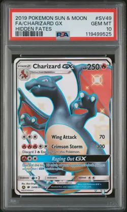2019 POKEMON SUN & MOON HIDDEN FATES #SV49 FULL ART/CHARIZARD GX PSA 10 - Image 1