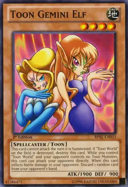 Yugioh! MP Toon Gemini Elf - BP02-EN033 - Common - 1st Edition Moderately Played - Image 1