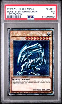 2024 YU-GI-OH! MP24-25TH ANV TIN: DUELING MIRRORS BLUE-EYES WHITE DRAGON PSA 7 - Image 1