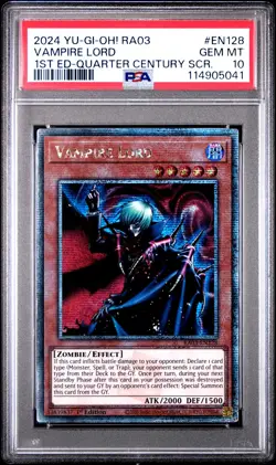 2024 YU-GI-OH! RA03-QUARTER CENTURY BONANZA #EN128 VAMPIRE LORD PSA 10 - Image 1