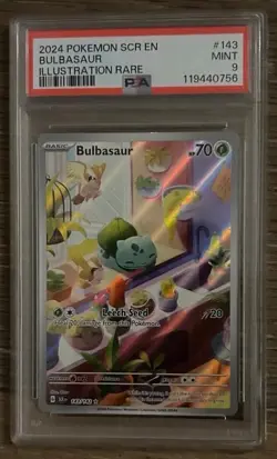 Pokemon 2024 Scarlet & Violet Bulbasaur Illustration Rare #143 PSA 9 Mint Card - Image 1