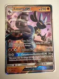 Pokemon TCG 2018 Lucario GX SM100 Holo Black Star Promo Card - Image 1