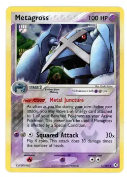 Pokemon 2004 EX Hidden Legends Reverse Holo Rare Metagross #11/101 Card - Image 1