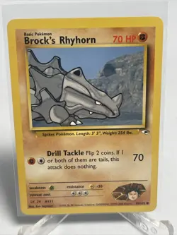 BROCK’S RHYHORN - Gym Heroes Set - 70/132 - Common - Pokemon Card - NM - Image 2