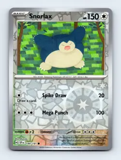 Snorlax 144/191 SV08: Surging Sparks Reverse Holo Pokemon Card NM - Image 1